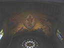 And another: End of the World, a mosaic of people rising to heaven 
(right) green-colored people being condemned to hell by "Christ's 
laser-beam hand" as one of our tour guides put it.  For a sense of 
scale: Jesus's head is seven feet tall.

Artificially 
brightened.
